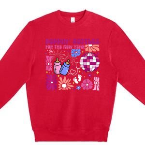 Boho Floral Nicu Crew Nurse Poppin Bottles For The New Year Premium Crewneck Sweatshirt