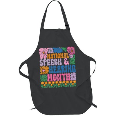 Boho Flower National Speech And Hearing Month SLP Therapist Full-Length Apron With Pockets