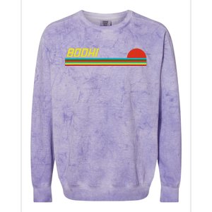 Bodhi First Name Logo Retro Sunset Surfer Style Bodhi Colorblast Crewneck Sweatshirt