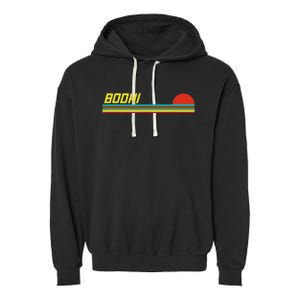 Bodhi First Name Logo Retro Sunset Surfer Style Bodhi Garment-Dyed Fleece Hoodie