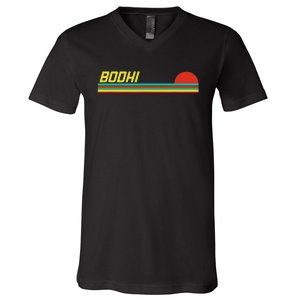 Bodhi First Name Logo Retro Sunset Surfer Style Bodhi V-Neck T-Shirt