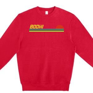 Bodhi First Name Logo Retro Sunset Surfer Style Bodhi Premium Crewneck Sweatshirt