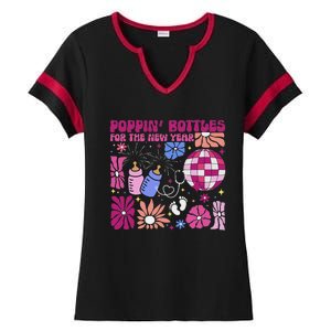 Boho Floral Nicu Crew Nurse Poppin Bottles For The New Year Ladies Halftime Notch Neck Tee