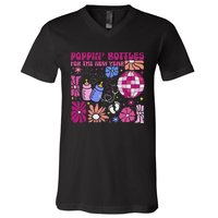 Boho Floral Nicu Crew Nurse Poppin Bottles For The New Year V-Neck T-Shirt