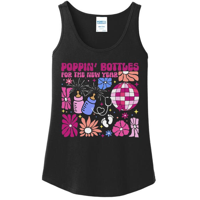 Boho Floral Nicu Crew Nurse Poppin Bottles For The New Year Ladies Essential Tank