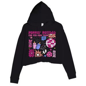 Boho Floral Nicu Crew Nurse Poppin Bottles For The New Year Crop Fleece Hoodie