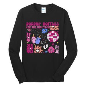 Boho Floral Nicu Crew Nurse Poppin Bottles For The New Year Tall Long Sleeve T-Shirt