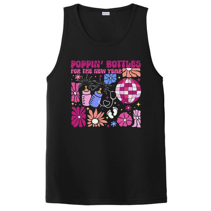 Boho Floral Nicu Crew Nurse Poppin Bottles For The New Year PosiCharge Competitor Tank