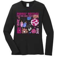 Boho Floral Nicu Crew Nurse Poppin Bottles For The New Year Ladies Long Sleeve Shirt