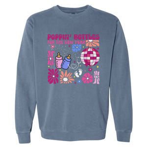 Boho Floral Nicu Crew Nurse Poppin Bottles For The New Year Garment-Dyed Sweatshirt