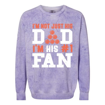 Basketball Father Number 1 Fan Funny Gift Basketball Dad Great Gift Colorblast Crewneck Sweatshirt