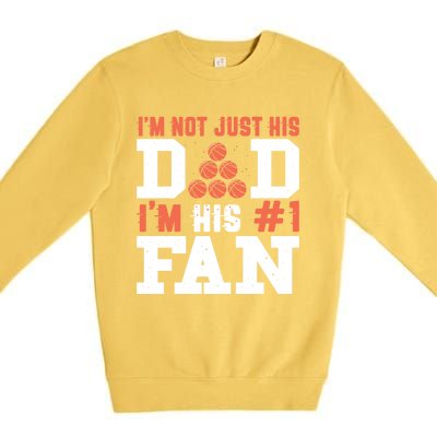 Basketball Father Number 1 Fan Funny Gift Basketball Dad Great Gift Premium Crewneck Sweatshirt