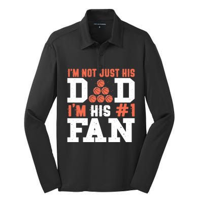 Basketball Father Number 1 Fan Funny Gift Basketball Dad Great Gift Silk Touch Performance Long Sleeve Polo