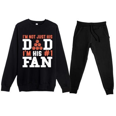 Basketball Father Number 1 Fan Funny Gift Basketball Dad Great Gift Premium Crewneck Sweatsuit Set