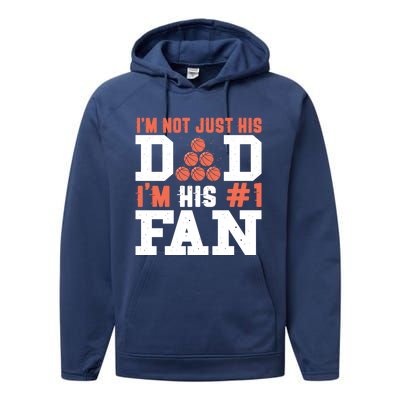 Basketball Father Number 1 Fan Funny Gift Basketball Dad Great Gift Performance Fleece Hoodie