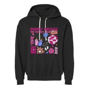 Boho Floral Nicu Crew Nurse Poppin Bottles For The New Year Garment-Dyed Fleece Hoodie