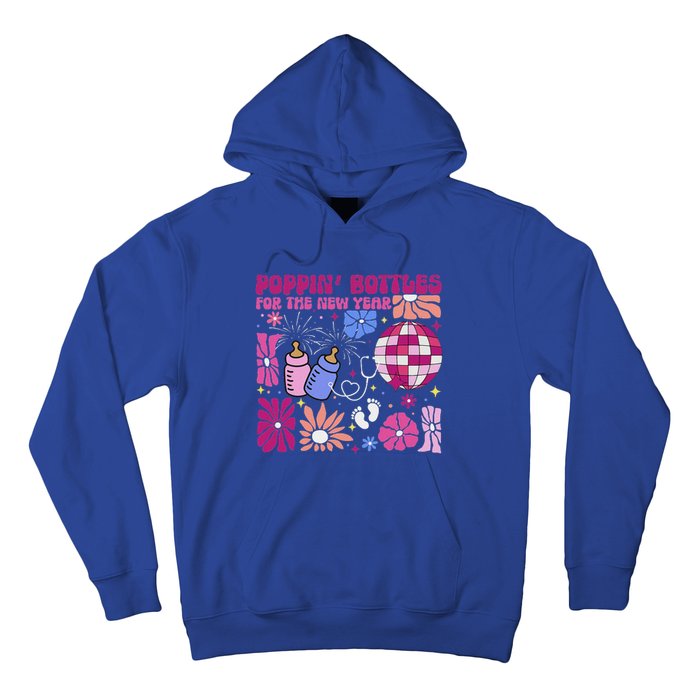 Boho Floral Nicu Crew Nurse Poppin Bottles For The New Year Hoodie