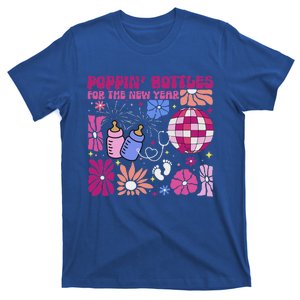 Boho Floral Nicu Crew Nurse Poppin Bottles For The New Year T-Shirt