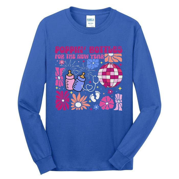 Boho Floral Nicu Crew Nurse Poppin Bottles For The New Year Tall Long Sleeve T-Shirt