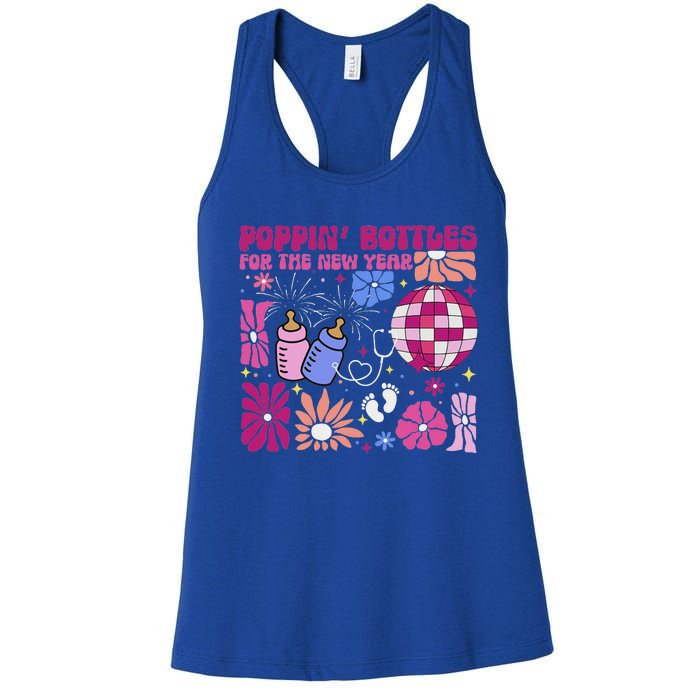 Boho Floral Nicu Crew Nurse Poppin Bottles For The New Year Women's Racerback Tank