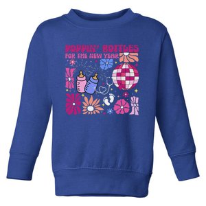 Boho Floral Nicu Crew Nurse Poppin Bottles For The New Year Toddler Sweatshirt