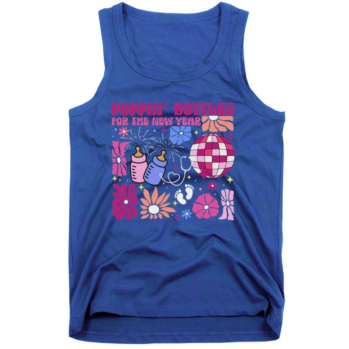 Boho Floral Nicu Crew Nurse Poppin Bottles For The New Year Tank Top