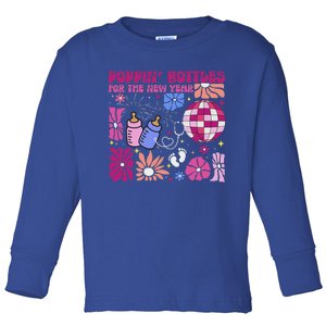 Boho Floral Nicu Crew Nurse Poppin Bottles For The New Year Toddler Long Sleeve Shirt