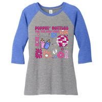 Boho Floral Nicu Crew Nurse Poppin Bottles For The New Year Women's Tri-Blend 3/4-Sleeve Raglan Shirt