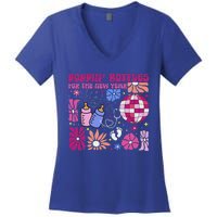 Boho Floral Nicu Crew Nurse Poppin Bottles For The New Year Women's V-Neck T-Shirt