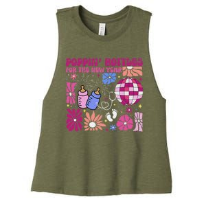 Boho Floral Nicu Crew Nurse Poppin Bottles For The New Year Women's Racerback Cropped Tank