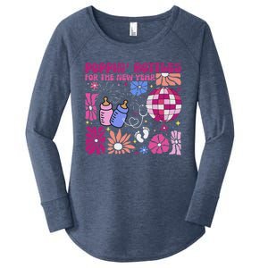 Boho Floral Nicu Crew Nurse Poppin Bottles For The New Year Women's Perfect Tri Tunic Long Sleeve Shirt