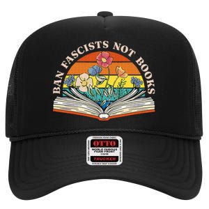 Ban Fascists Not Books High Crown Mesh Back Trucker Hat