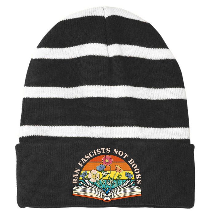 Ban Fascists Not Books Striped Beanie with Solid Band