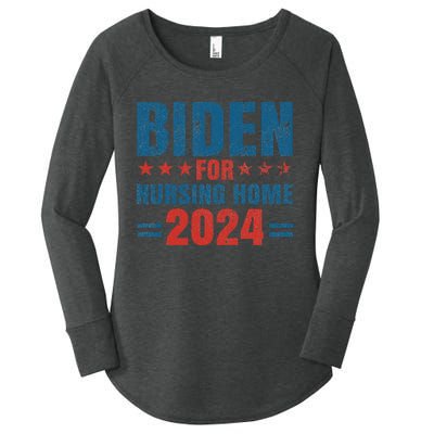 Biden for Nursing Home 2024 Pro Trump 2024 Election Costume Women's Perfect Tri Tunic Long Sleeve Shirt