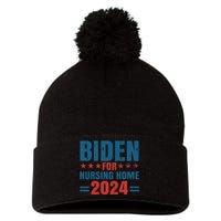 Biden for Nursing Home 2024 Pro Trump 2024 Election Costume Pom Pom 12in Knit Beanie