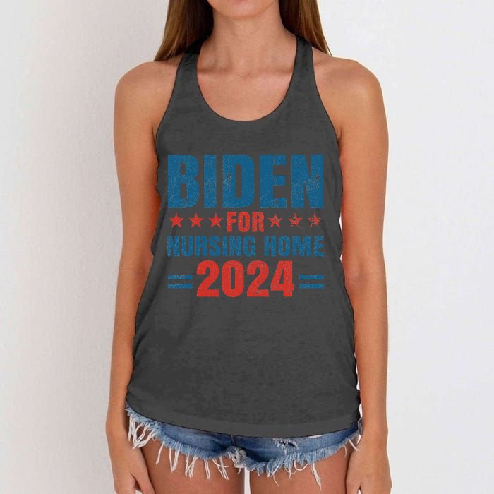 Biden for Nursing Home 2024 Pro Trump 2024 Election Costume Women's Knotted Racerback Tank