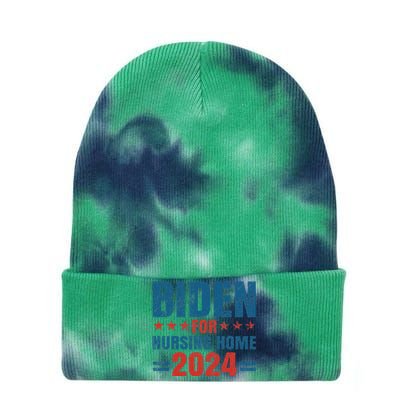 Biden for Nursing Home 2024 Pro Trump 2024 Election Costume Tie Dye 12in Knit Beanie