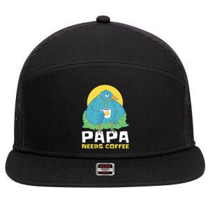 Bird Father Needs Coffee For Fathersday Gift 7 Panel Mesh Trucker Snapback Hat