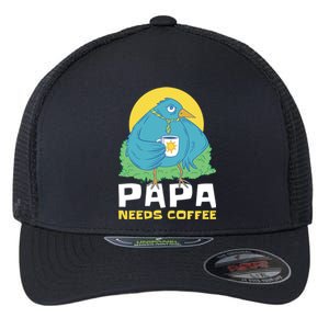 Bird Father Needs Coffee For Fathersday Gift Flexfit Unipanel Trucker Cap