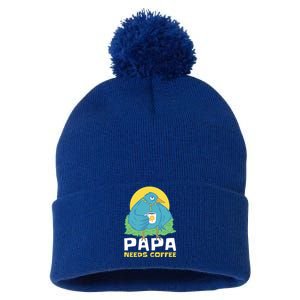 Bird Father Needs Coffee For Fathersday Gift Pom Pom 12in Knit Beanie