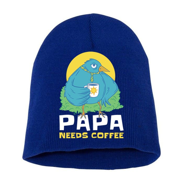 Bird Father Needs Coffee For Fathersday Gift Short Acrylic Beanie