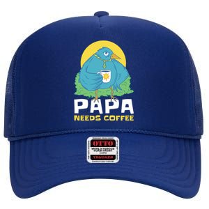 Bird Father Needs Coffee For Fathersday Gift High Crown Mesh Back Trucker Hat