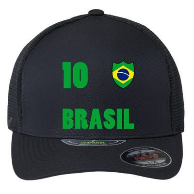 Brazil Flag Number 10 Brasil Flexfit Unipanel Trucker Cap