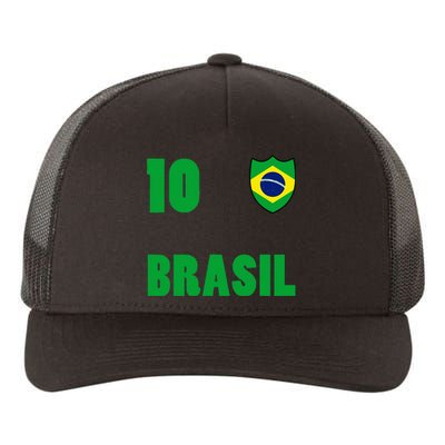 Brazil Flag Number 10 Brasil Yupoong Adult 5-Panel Trucker Hat