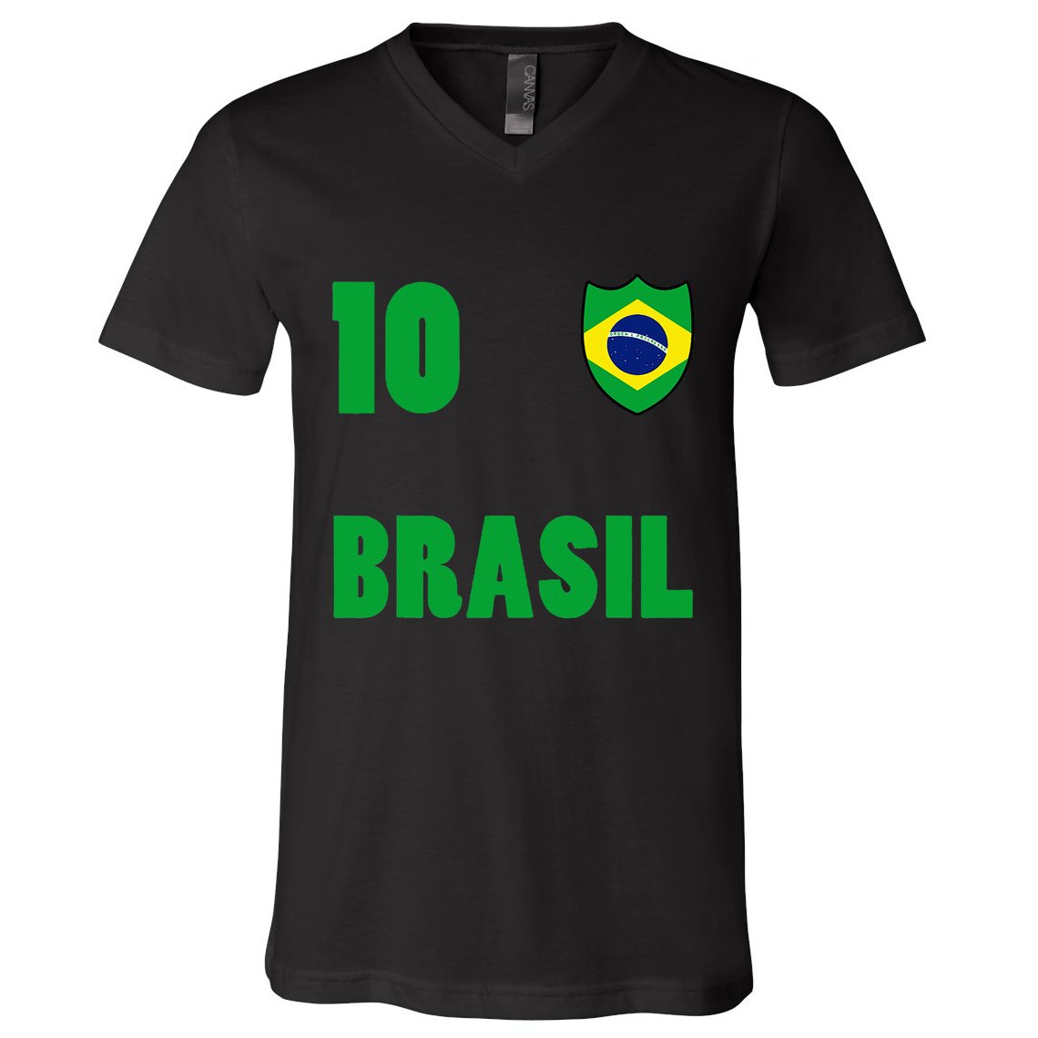 Brazil Flag Number 10 Brasil V-Neck T-Shirt