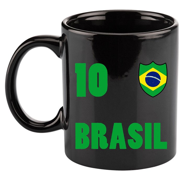 Brazil Flag Number 10 Brasil 11oz C Handle Ceramic Mug