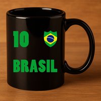 Brazil Flag Number 10 Brasil 11oz C Handle Ceramic Mug