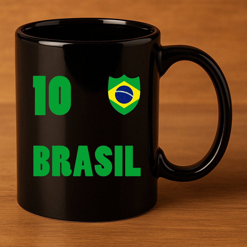 Brazil Flag Number 10 Brasil 11oz C Handle Ceramic Mug