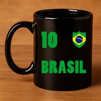 Brazil Flag Number 10 Brasil 11oz C Handle Ceramic Mug