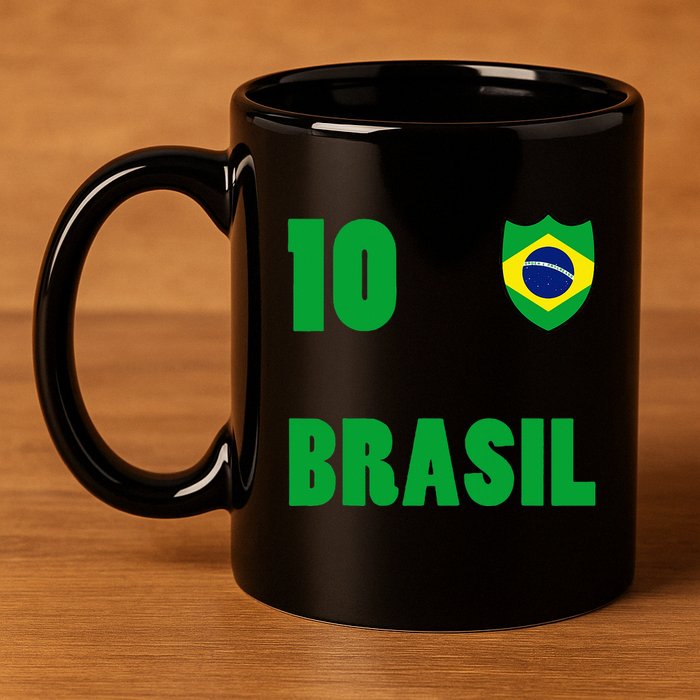 Brazil Flag Number 10 Brasil 11oz C Handle Ceramic Mug